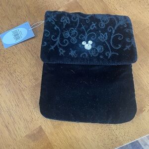 Disney Black Velvet Pouch with Silver Mickey Detail
